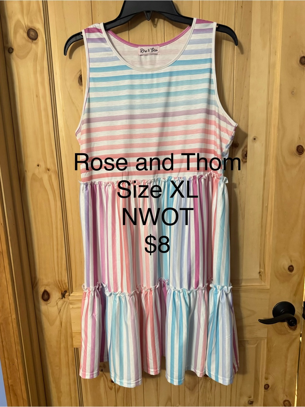 Girls' Pastel Stripe Sleeveless Dress - Pink/Blue